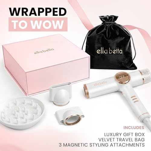 ELLA BELLA® Ionic Hair Dryer with Diffuser - Negative Ion Blow Dryer, Quiet - Image 6