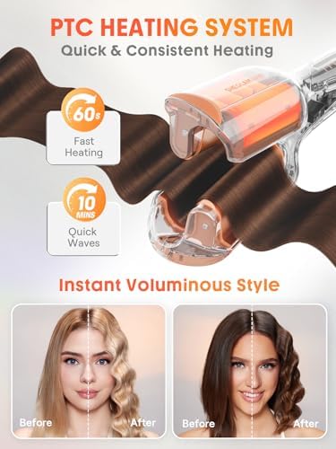 SHEGLAM Hair Beach Babe Hair Waver 2 Barrel Crimper 1 Inch with Smart Timer & Adjustable Temps Dual Voltage, Anti-Scald, Easy to Use - Image 5