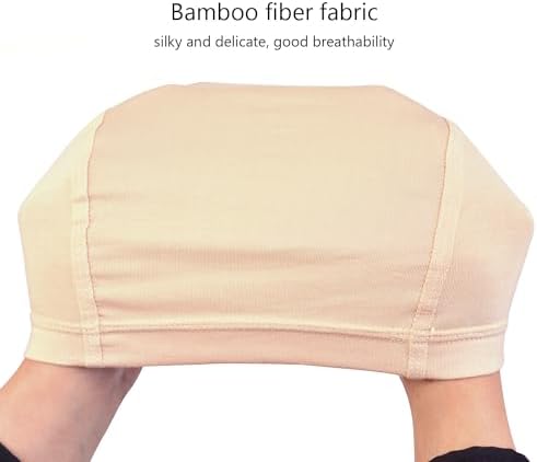2 Pcs Wig Caps Bamboo Fiber Wig Cap Elastic Breathable Wigs Grip Cap Wig Liner Cap (Beige) - Image 3