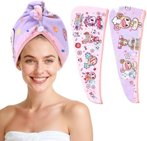 tokidoki Microfiber Hair Towel, Unicorno Hair Wrap,2 Pack Hair Dryer Towels by Tokidoki