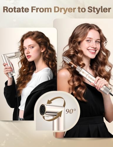 7-in-1 High Speed Hair Dryer & Blow Dryer Brush, Auto Wrap Curls (L/R), Fast Drying, Thermal Round Brush for Smooth Blowouts & Frizz-Free Volume, No Heat Damage - Image 2