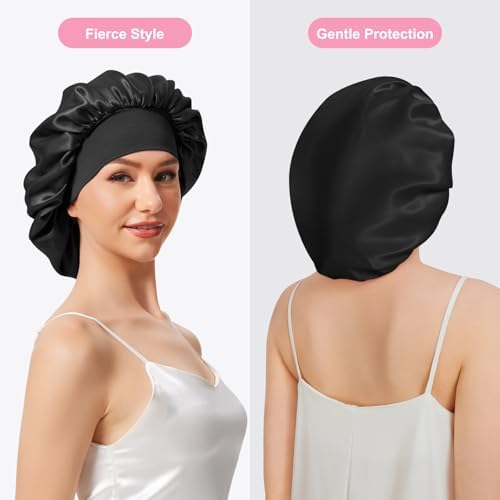 ZHENSILK 3PCS Silk Sleep Bonnet for Women, Large Satin Hair Caps with Elastic Band for Curly Hair and Frizz Control - Image 5