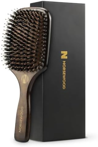 Boar Bristle Hair Brush Set, Soft Bristle Detangler for Enhancing Shine by Norsewood