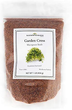 Garden Cress Seeds for Microgreens & Planting Outdoors | 1 LB Bulk Resealable Package | Non GMO Heirloom Variety | Rainbow Heirloom Seed Co. by Rainbow+Heirloom+Seed+Co.