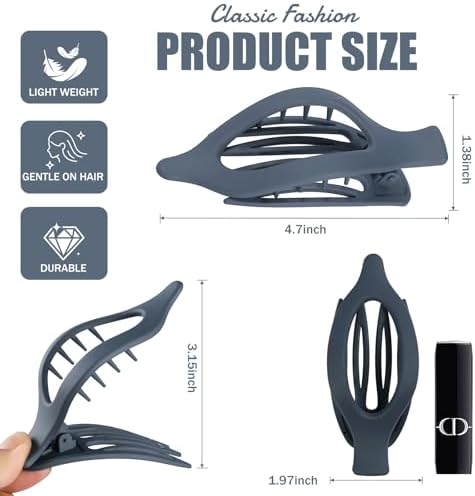 Flat Hair Clips for Women - 6 PCS French Flat Claw Clips Medium Hair Clips for Girls Large Hair Claw Clips for Thick or Thin Hair Strong Hold No Slip Hair Accessories for women (Brown Grey) - Image 3
