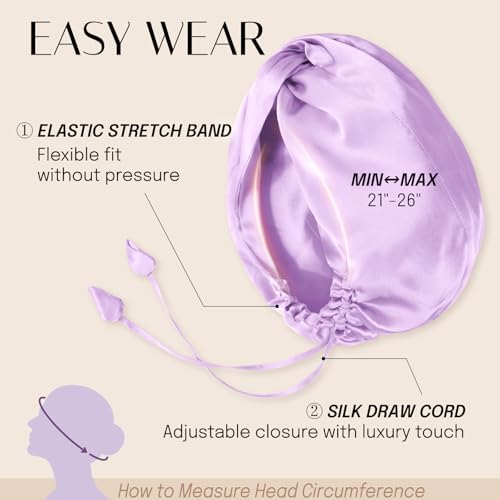 OLESILK Silk Hair Bonnet for Sleeping Women, 100% Mulberry Silk, Anti-Frizz - Image 6