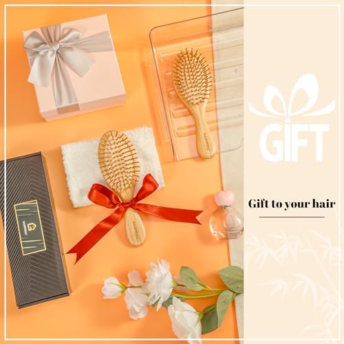 GAINWELL Bamboo Hair Brush for Hair Growth, Natural Bamboo Bristles Detangling Wooden Paddle Hairbrush for Massaging Scalp, for Women Men and Kids, for All Hair Types, with Ergonomic Handle - Image 6