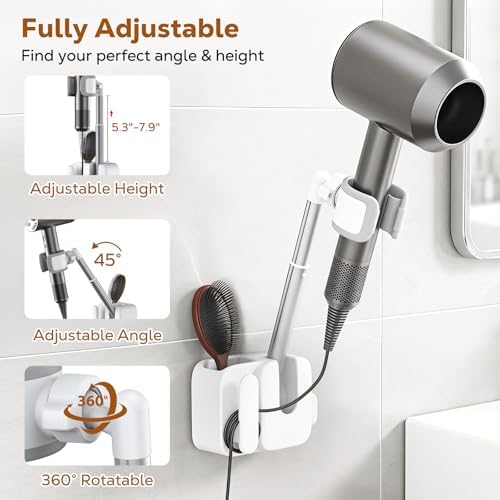 MoKo Hair Dryer Holder Wall Mounted, Hands Free Blow Dryer Holder - Image 4