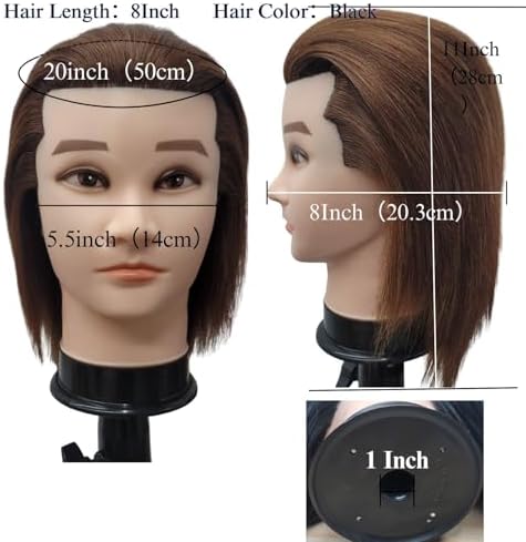 Barber Human Hair Mannequin Head Male Haircut Training Head - Image 2