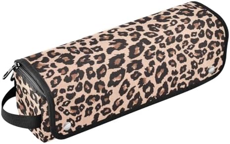 Leopard Print Brown Hair Tools Travel Bag with Heat Resistant Mat Detachable 2-in-1 Curling Iron Travel Case Hot Tools Organizer for Straightener Flat Iron by WelcometoElliTarr