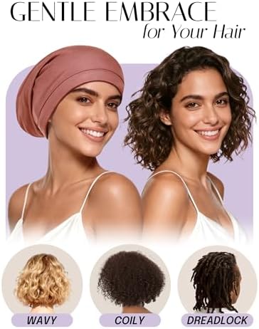 OLESILK 100% Mulberry Silk Bonnet for Sleeping Women, Hair Wrap for Curly Hair Care, Real Silk, Not Satin, Reddish Brown - Image 5