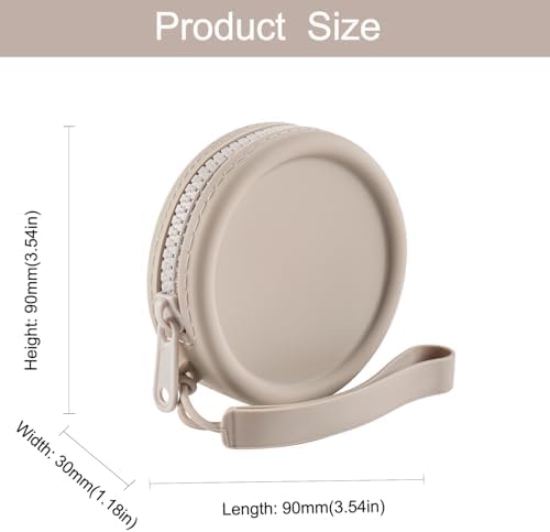 Small Silicone Makeup Bag for Women Round Purse Essentials Portable Cosmetic Accessories Organizer Small Travel Kit Storage Pouch (Grey) - Image 5