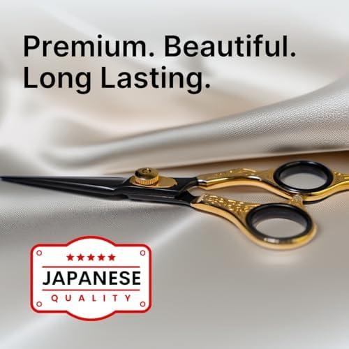 H&S GoldBlack Hair & Beard Cutting Scissors Japanese Steel Shears, 6.5 Inch - Image 2