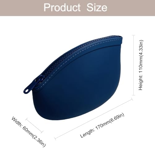 Small Makeup Bag Premium Silicone Purse Bag Multifunctional Essential Bag Zipper Pouch Water and Heat Resistant (Blue) - Image 5
