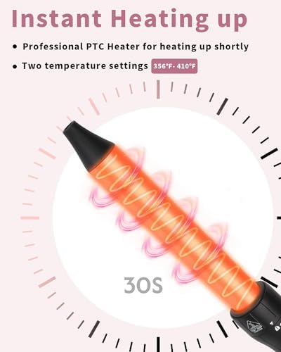 6 in 1 Curling Iron, Curling Wand Set with 3 Barrel Hair Crimper and 5 Interchangeable Ceramic Hair Curler (0.35"-1.25”), Instant Heat Up 2 Temp Wand Curler, Include Heat Protective Glove & 2 Clips - Image 4