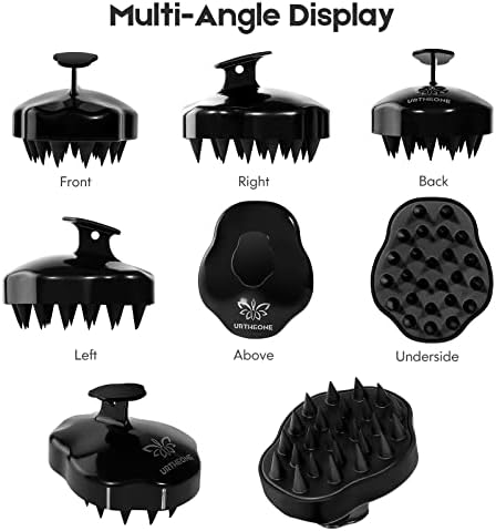 URTHEONE Scalp Massager Shampoo Brush, Soft Silicone Scrub Brush, Relax Scalp, Reduce Dandruff, Promote Hair Growth, Scalp Scrubber for Wet/Dry Hair, Shower Care Tool (Black) - Image 3