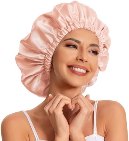 Edoneery Satin Bonnet for Sleeping Women, Double Layer Curly Hair Cap by Edoneery