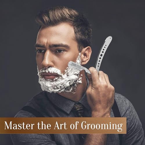 Facón Straight Razors for Men - Professional Barber Straight Edge Razor Kit with 100 Blades, Classic Stainless Steel Barbero Shaver for a Smooth & Precise Shave, Premium Barber Razor for Men's Shaving - Image 4
