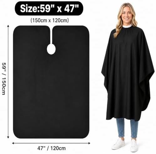 Professional Barber Cape for Hair Cutting, Waterproof Nylon Hair Cape with Snap Closure, Adults Unisex, 47" x 59" - Image 2