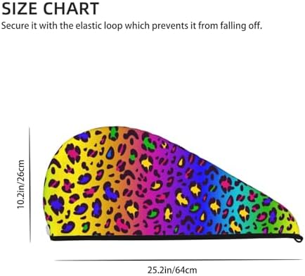 Rainbow Leopard Hair Towel Wrap Absorbent Hair Drying Towel Microfiber Hair Drying Cap Turban for Drying Curly Long Thick Hair - Image 3