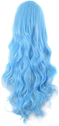 MapofBeauty 32 Inch Long Hair Spiral Curly Cosplay Costume Wig, Azure Blue - Image 2