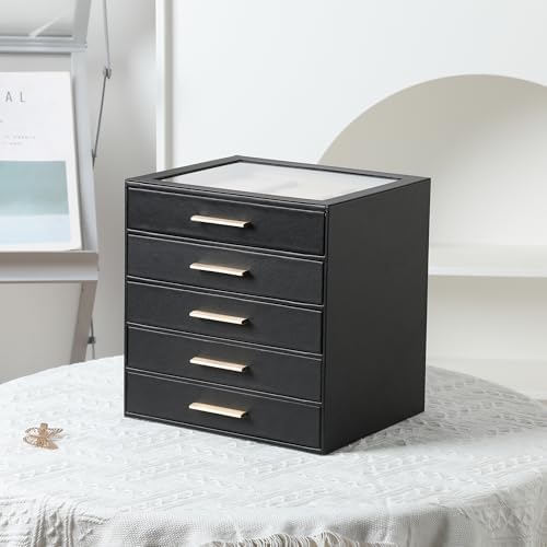 Frebeauty Jewelry Box for Women,Clear Lid Jewelry Organizer with 5 Drawers - Image 6