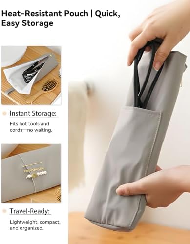 Holder & Mat for Curling Iron Flat Iron, Heat Resistant Hot Hair Tool Travel Bag Case (blue - Image 4