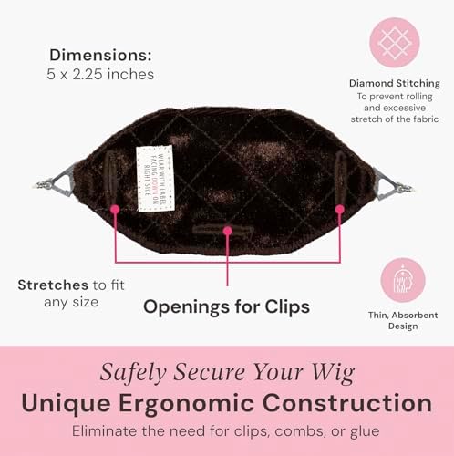MILANO COLLECTION Glueless Top Grip for Hair Topper & Wiglets, Adjustable Translucent Strap with Side Openings, Top Headband for Your Wig or Topper, Includes Clips, Brown, Small - Image 4