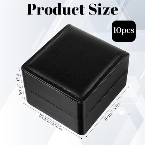 10 Pack Single Watch Gift Box for Men Women, PU Leather Watches Storage Case with Removable Pillow, Portable Display Organizer for Smart Watches & Jewelry, Premium Gift Box for Watch, Black - Image 2