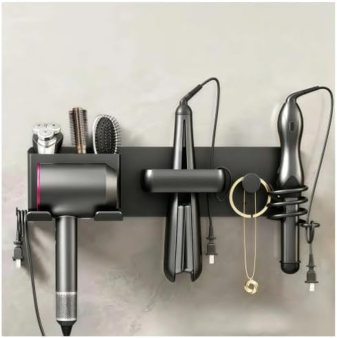 4-in-1 Hair Tool Organizer, Wall Mount Hair Dryer Holder, Black by Unknown