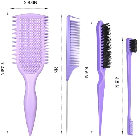Curl Defining & Detangling Brush – Dual-Vented Curly Hair Brush for Wet & Dry Hair with Flexible Bristles – Reduces Frizz & Smooths Knots – For All Hair Types & Users (Purple) - Image 2