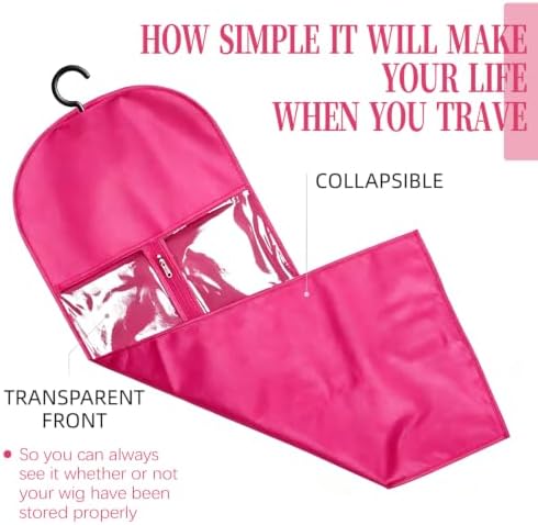 8PCS Wig Storage Bags with Hanger Hair Extension Holder Wig Bag-Red - Image 7