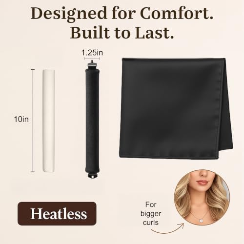VISOFO Heatless Curls Overnight, Rods for Blowout Look, 3 Set, Black - Image 4