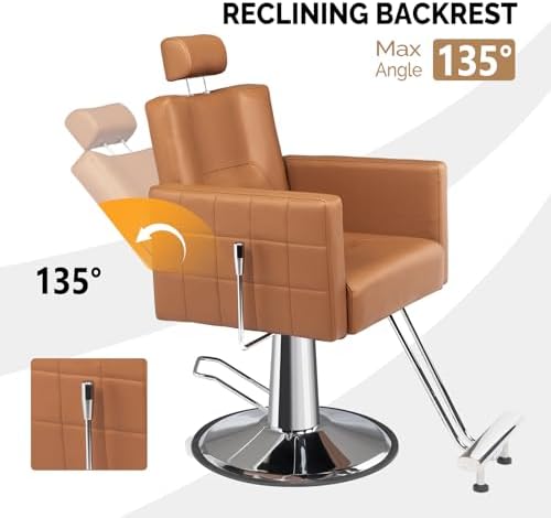 OmySalon Salon Chair for Hair Stylist, Reclining Barber Chair Hairdressing Styling Chair with Adjustable headrest, Beauty Shampoo Barbershop Furniture - Image 7