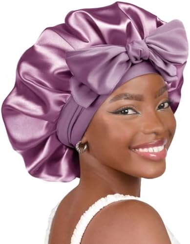 YANIBEST Adjustable Silk Bonnet for Sleeping Women Double Layer Satin Bonnet Reduce Friction Prevent Frizz Curly Hair by yanibest