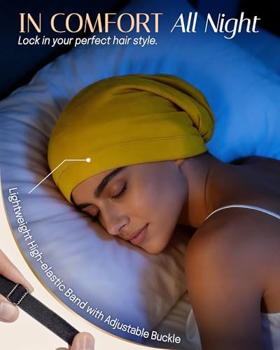 OLESILK 100% Mulberry Silk Bonnet for Sleeping Women, Hair Wrap for Curly Hair Care, Real Silk, Not Satin, Yellow - Image 4