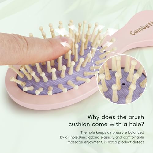Small Bamboo Hair Brush for Women,Kids,Mini Scalp Massager for Travel - Image 3