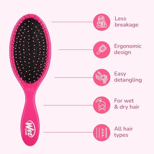 Wet Brush Detangling Brush, Original Detangler Brush (Pink) - Wet & Dry Tangle-Free Hair Brush for Women & Men - No Tangle Soft & Flexible Bristles for Straight, Curly, & Thick Hair - Image 4