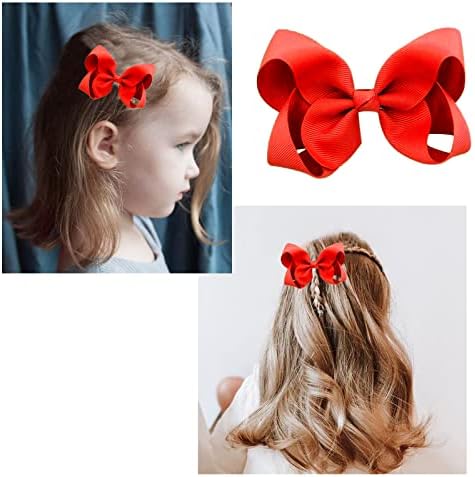 2 PCS 3inchs Hair Bows for Girls Grosgrain Ribbon Hair Bow Alligator Clips Hair Accessories for Baby Girls Toddlers(Red) - Image 3