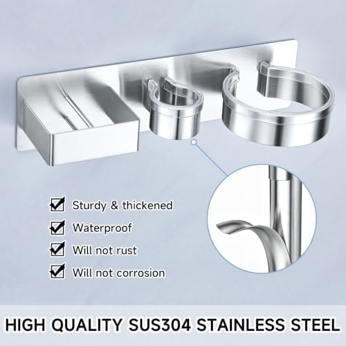Hair Dryer Holder Wall Mounted Hair Straightener Holder, Blow Dryer Curling Iron Holder Metal, 3 in 1 Bathroom Hair Tools Organizer for Blow Dryer, Flat Irons, Hot Tool Holder (Silver) - Image 2