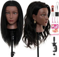 20-22" Mannequin Head,100% Real Human Hair Mannequin Head, Braiding Cosmetology Manikin Doll Head for Hair Styling Training with Table Clamp,Braiding Set(Light brown) Hair Extensions by NeverlandBeautyHealth