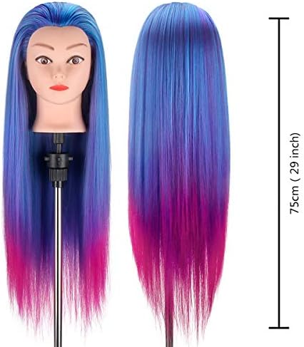 Mannequin Head with Hair, TopDirect 29" 100% Synthetic Fiber Training Head Manikin Cosmetology Hair Doll Head Styling Hairdressing Training Braiding Practice Heads with Clamp Holder and Tools - Image 6