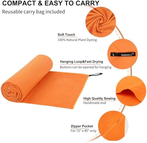 Rainleaf Microfiber Towel Quick Dry Camping & Travel & Gym Towel. Compact - Image 2