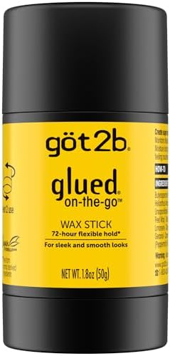 Got2B glued On-The-Go Hair Wax Stick, 1.8oz, Hair Styling Wax Stick Creates Sleek and Slick Styles Without The Crunch, Provides 72-HR Flexible Hold and Frizz Control (Pack of 6) by got2b