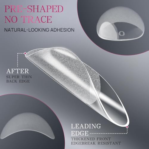 Krofaue 240PCS Almond Nail Tips, Half Matte Soft Gel, 12 Sizes - Image 2
