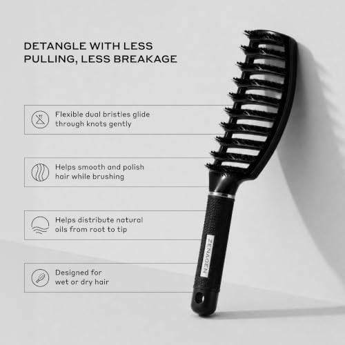 Zenagen Zen Brush (Black) | Detangles, Reduces Hair Breakage - Image 2