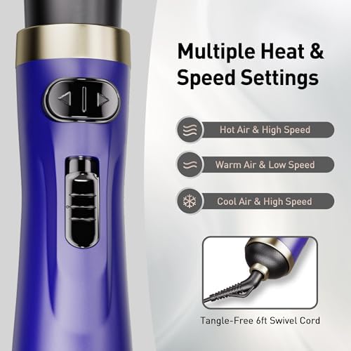 Beautimeter Hair Dryer Brush, Rotating Blow Dryer Brush with 2-Inch and 1.5-Inch Brushes, 3 in 1 Hot Air Styler and Rotating Brush, Hair Dryer Brush Blow Dryer Brush in One (Purple) - Image 4