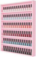 OmySalon Nail Polish Organizer Wall Mount - Holds 200 Bottles with Acrylic Barrier, Salon Display Rack for Home Spa & Nail Studio - Assembly Required, Wooden Polish Storage (Pink, 6-Tier) by OmySalon