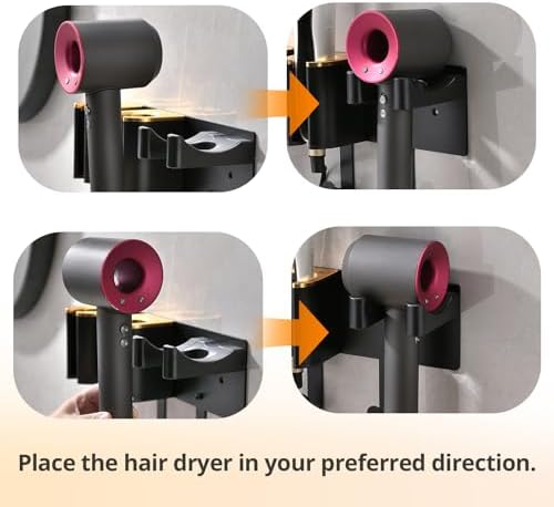 Wall Mount Hair Tool Organizer, Hair Dryer and Curling Iron Holder - Image 3