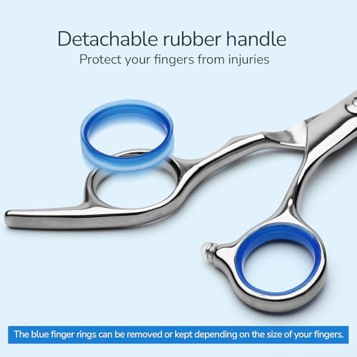 Hair Cutting Scissors, ULG Professional Hair Scissors 6.5 inch Right-Hand Razor Edge Barber Shears Salon Hair Cutting Shears Made of Japanese Stainless Steel, Hand Sharpened Blue - Image 4